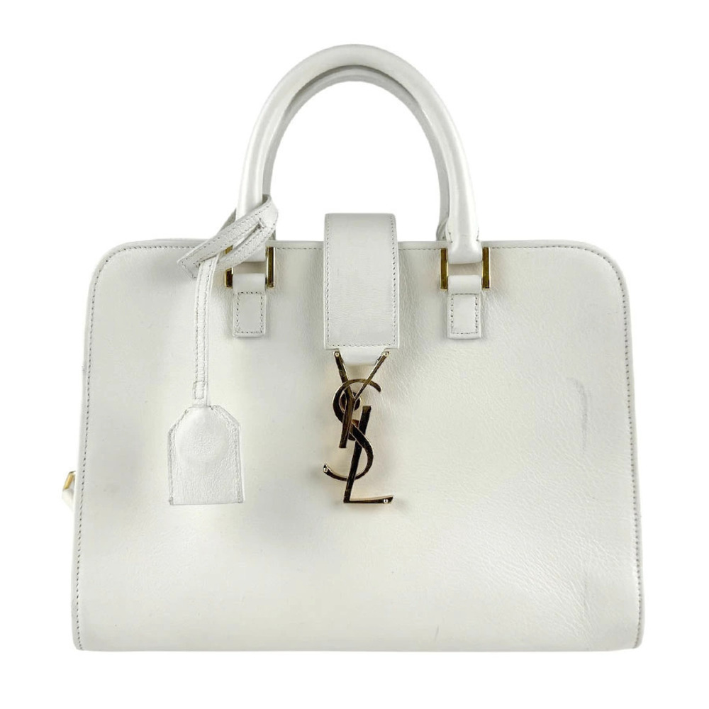 Saint Laurent Baby Cabas 2way Shoulder Bag leather off white gold